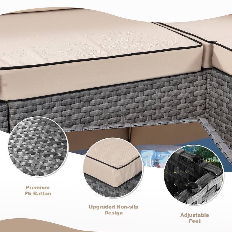 10-Piece Sectional Seating Group with Cushion, Wicker Sectional Sofa