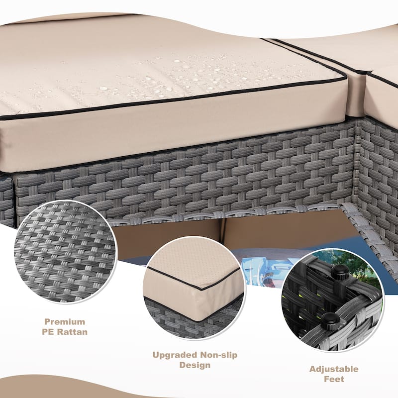 11 Piece Sectional Seating Group with Fire Pit and Cushion