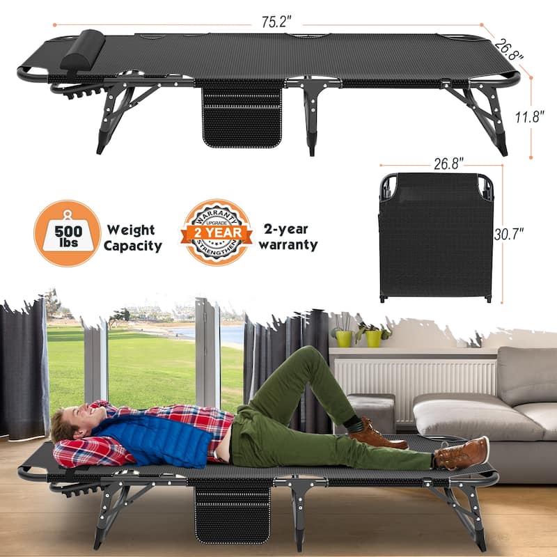DoCred Upgraded Thicked Folding Camping Cot with Mattress