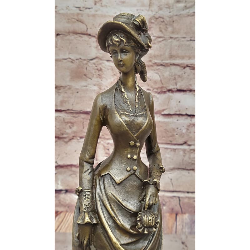 Victorian Lady In Ornate Gown – Refined Bronze Statue For Clic Décor By Vitaleh