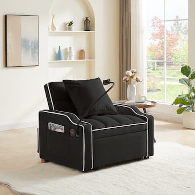 GDFStudio - Flora Modern 3-in-1 Convertible Sleeper Chair Sofa Bed, Adjustable Pull-Out Sofa with Storage