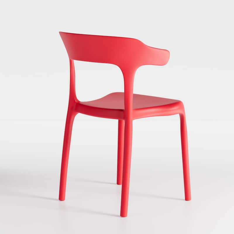 Javlergo 4-Pack Stackable Plastic Chairs for Indoor & Outdoor Use 250lb Capacity Horn Back Design Patio Dining Chairs