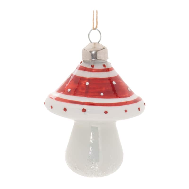 Glittered Mushroom Glass Christmas Ornaments - 3" - Red and White - 6ct