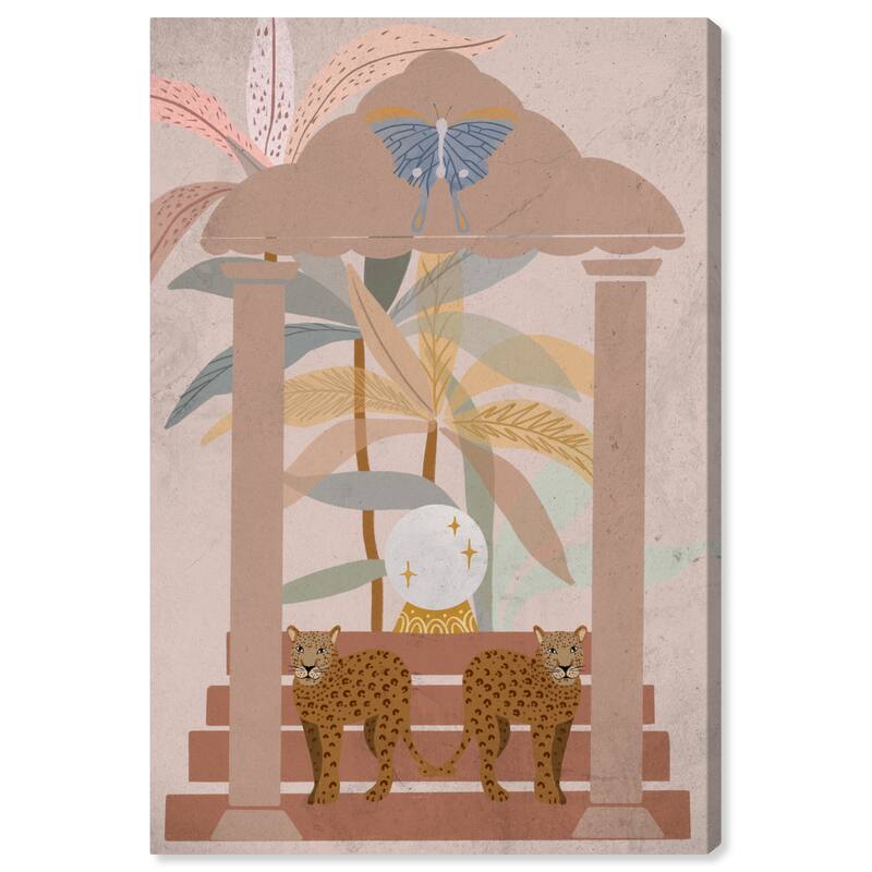 Wynwood Studio Canvas Floral and Botanical Magical Twin Feline Pink and Mid-Century Modern Wall Art Canvas Print