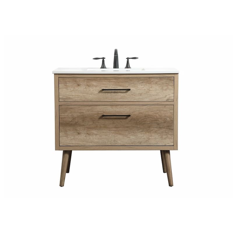 Elegant Lighting VF41036 Boise 36" Free Standing Single Basin Vanity - Natural Oak - Oak Finish