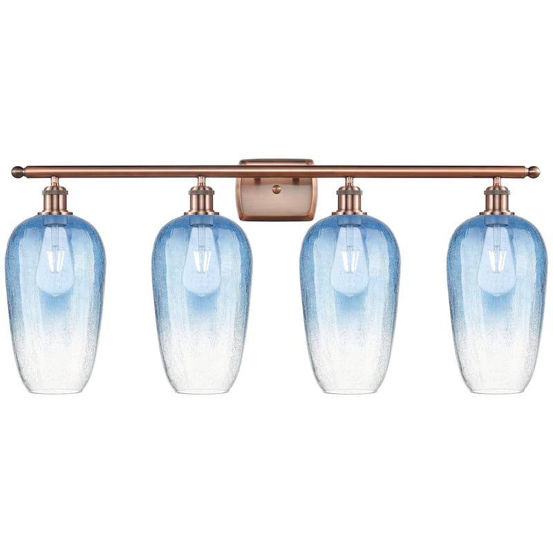 Innovations Lighting 516-4W-16-37 Brookhaven Flute Vanity Brookhaven - Antique Copper / Sapphire Blue