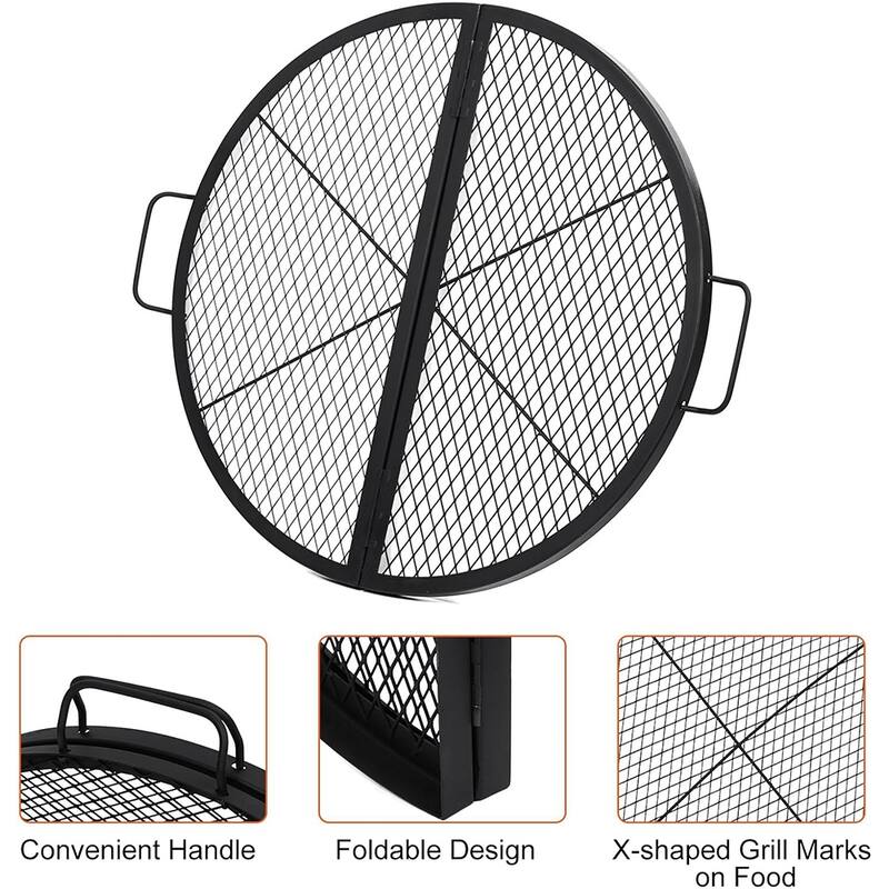 Foldable Fire Pit Cooking Grill Grate Camping Cookware