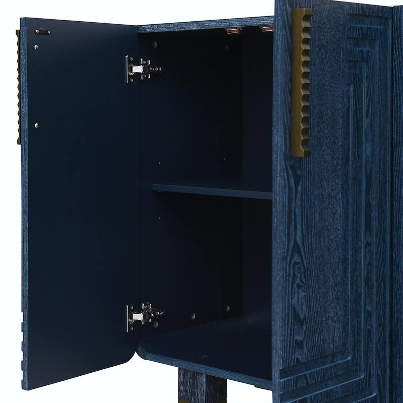 54" Retro Buffet Cabinet with Storage, 4-Door Vintage Fluted Sideboard Cabinet