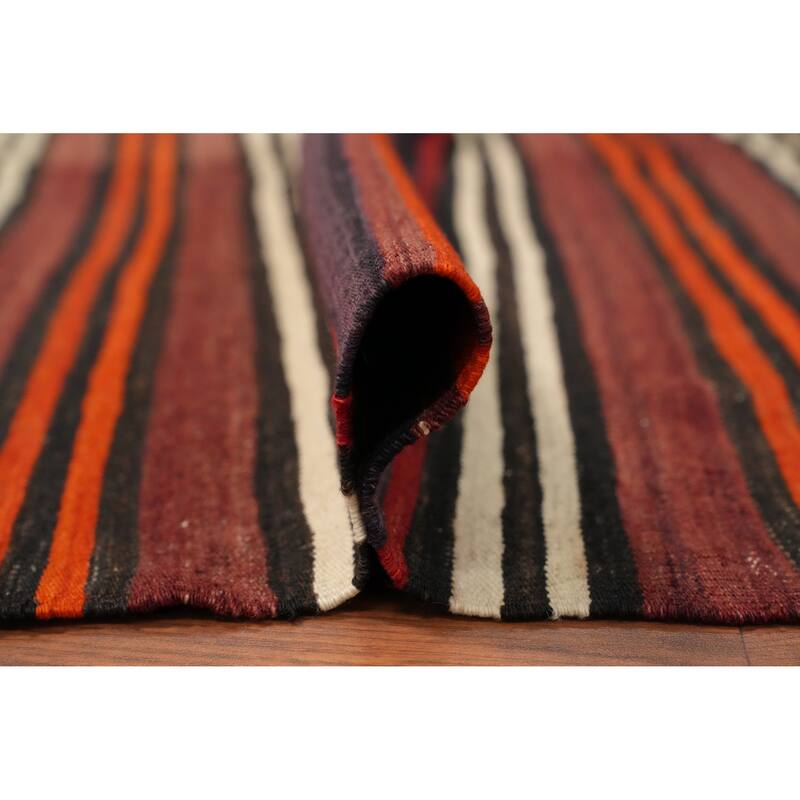 Hand Woven Oriental 100% Wool Carpet Southwestern Geometric Multi-Colored Kilim Area Rug - 9' 3'' X 4' 8''