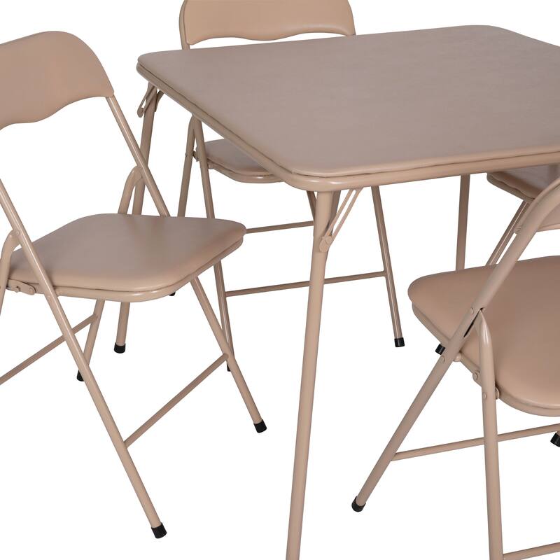 5 Piece Folding Card Table and Chair Set with Upholstered Table Top - 33.5"W x 33.5"D x 27.75"H