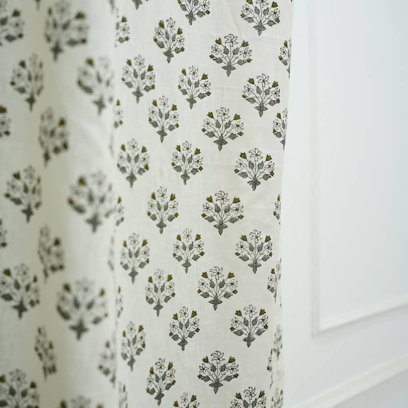 Fabdivine Handmade Block Print Floral Curtain Perfect for Room or Window Décor