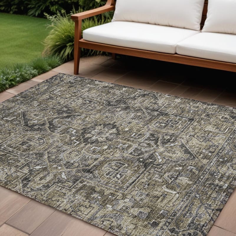 Caso Oriental Weather Resistant Refined Traditional Outdoor Rug - 10' X 14' - Multi