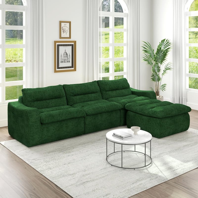 Ultra Comfy Lazy Beanbag Sofa, Modular L-Shape Compact Combined Seat