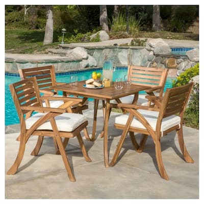 Christopher Knight Home 5-piece Acacia Patio Dining Set with Cushion