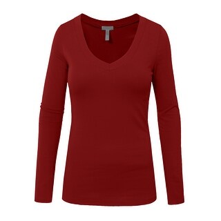 NE PEOPLE Womens Basic Long Sleeve V Neck Casual T Shirt [NEWT77]