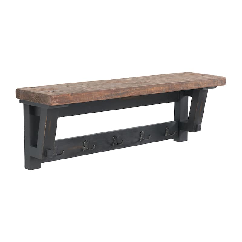 Adam 42"L Solid Wood Hook with Shelf and Bench Set
