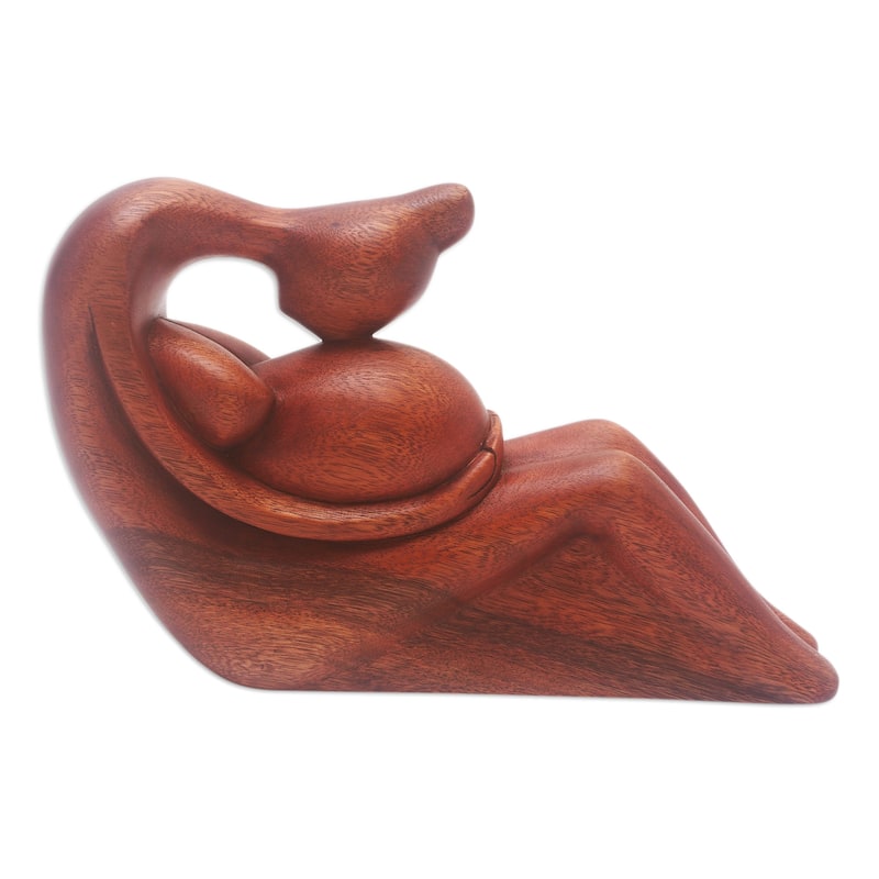 Novica Handmade Belly Kiss Wood Sculpture