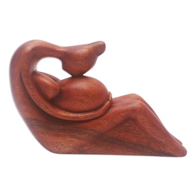 Novica Handmade Belly Kiss Wood Sculpture