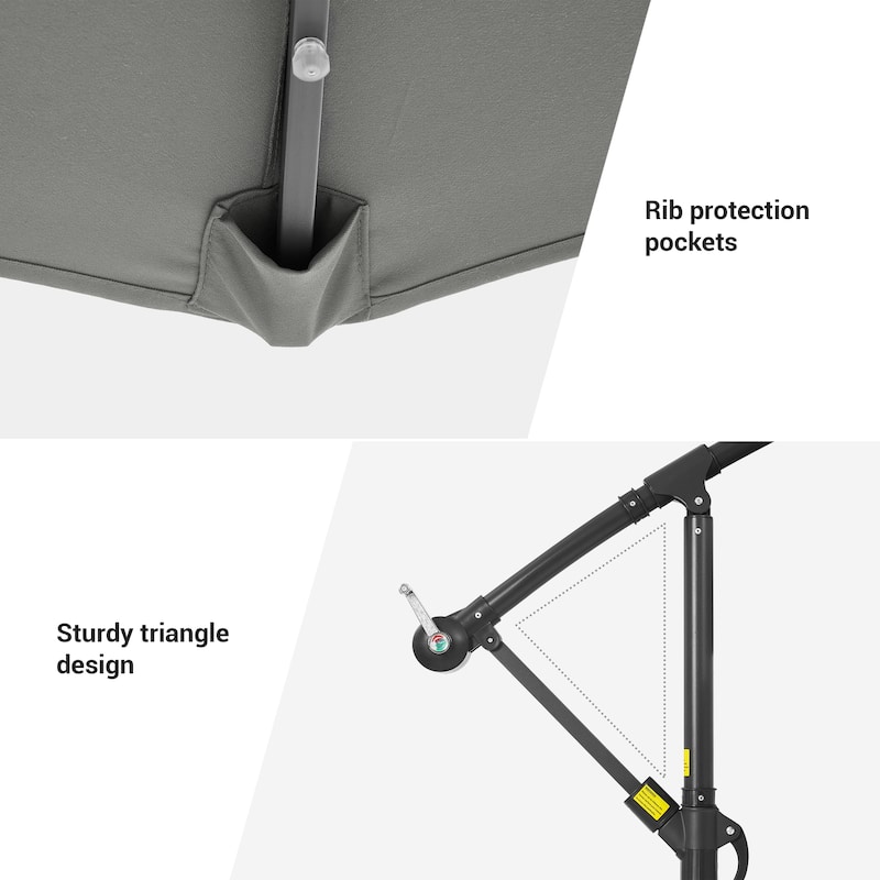 LIVOOSUN Outdoor Patio Umbrella, Square Canopy Offset LED Umbrella