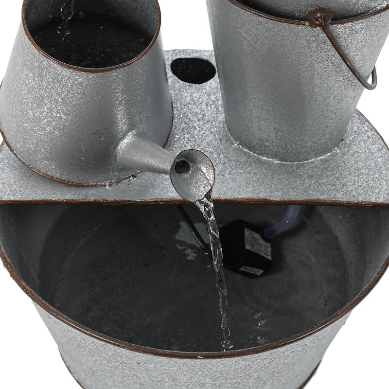 Silver Metal Pitcher Outdoor Fountain