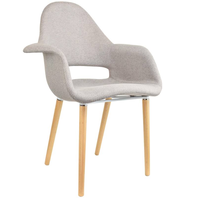 Organic Upholstered Fabric Modern Armchair with Natural Wooden Legs for Dining Room Office or Accent Lounge Side Chair