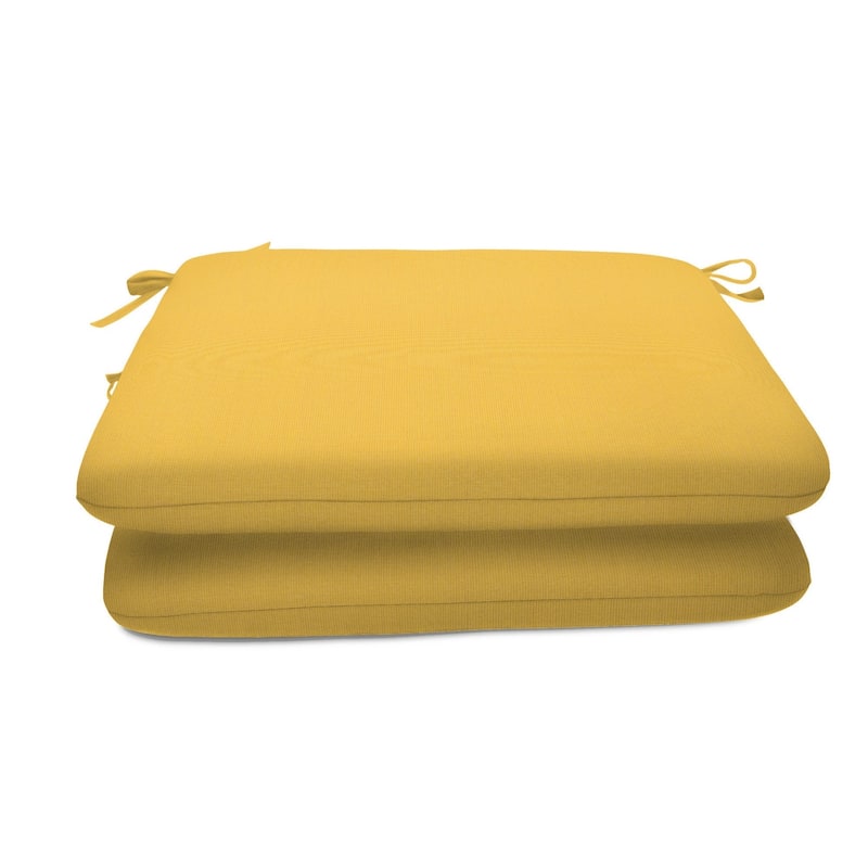 Sunbrella Solid fabric 2 pack 18 in. Square seat pad with 21 options - 18"W x 18"D x 2.5"H - Spectrum Daffodil