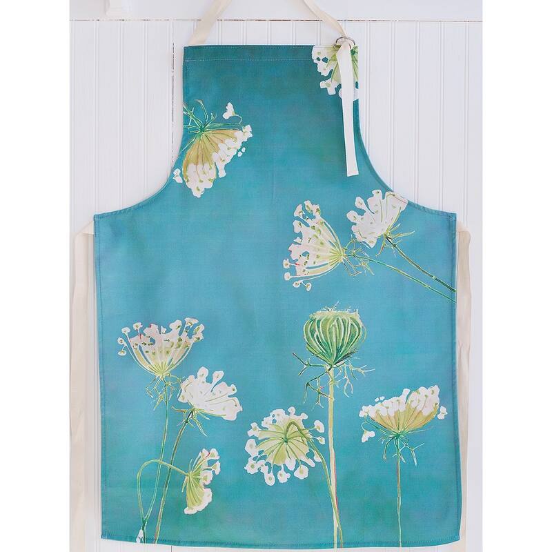 Handmade Queen Anne's Lace on Teal Apron (United Kingdom)