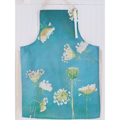 Handmade Queen Anne's Lace on Teal Apron (United Kingdom)