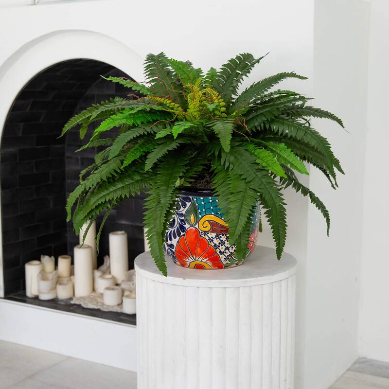 Double Boston Fern Artificial Potted Plant - 32" - Green