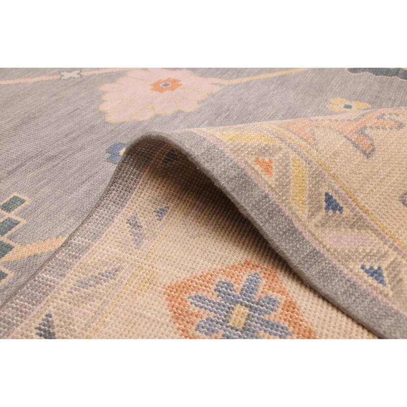 ECARPETGALLERY Hand-knotted Modern Oushak Dark Grey Wool Rug - 9'0 x 11'11