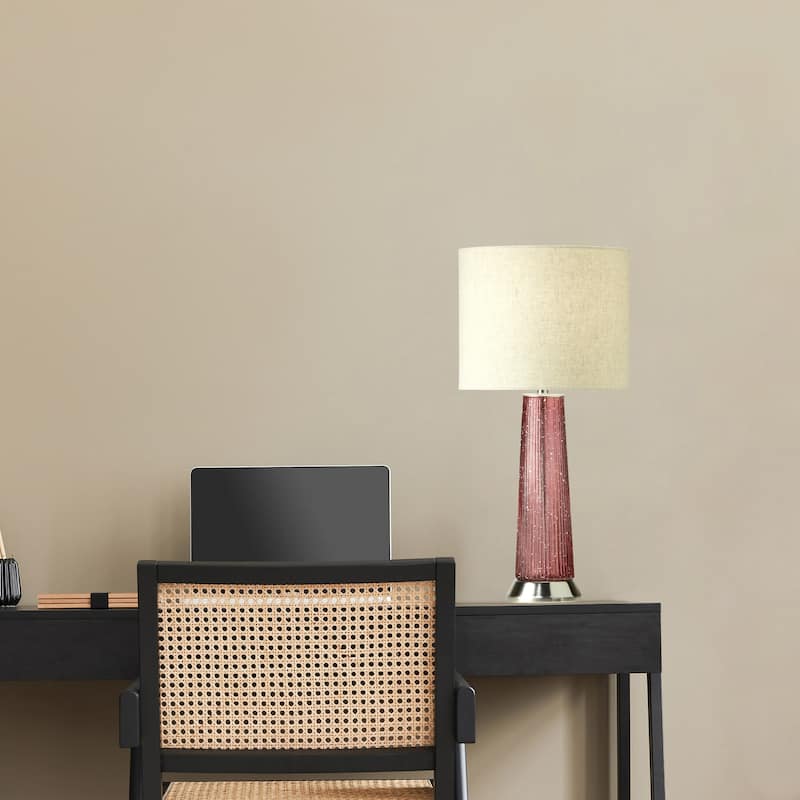 Felix River of Goods Blue and Beige Glass and Metal 22-Inch Table Lamp