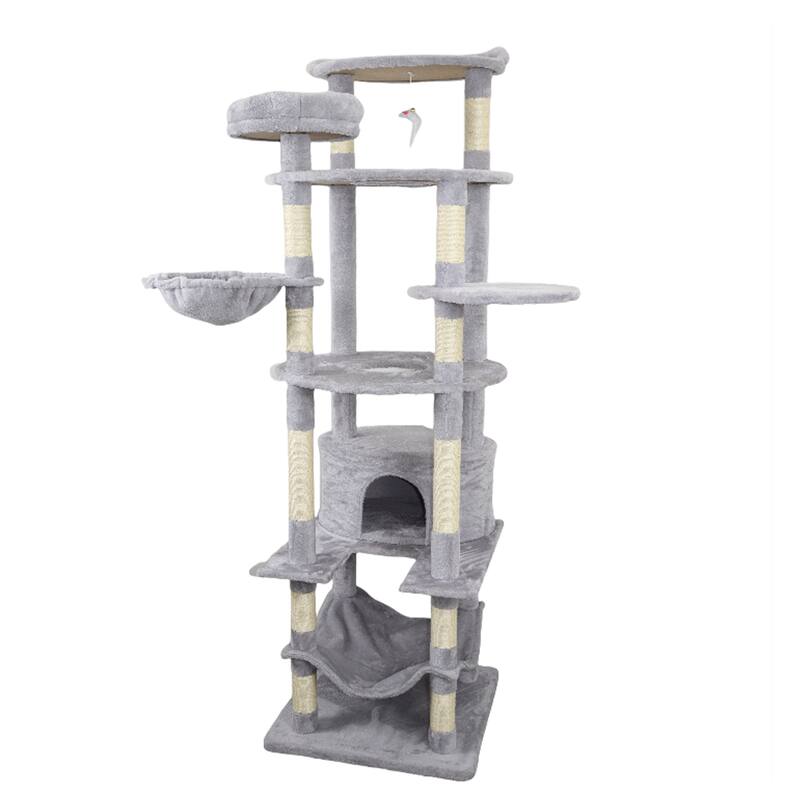 Gray Cat Tree Easy Assemble,Sturdy And Stable Anti-Toppling Fittings Ensure Double Safety. - Light Gray