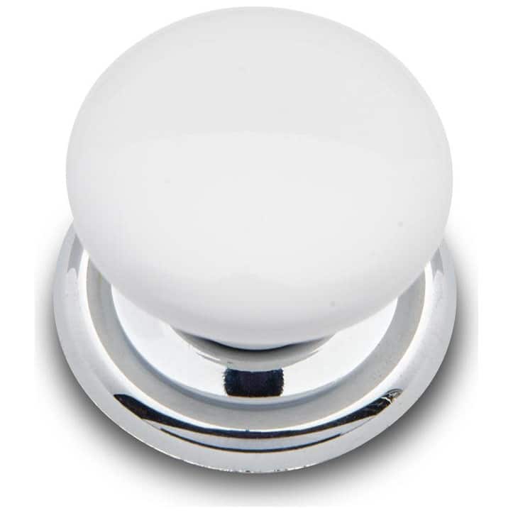 RK International CK-31-FLAT Porcelain 1-1/4" Round Classic Flat - Chrome / White