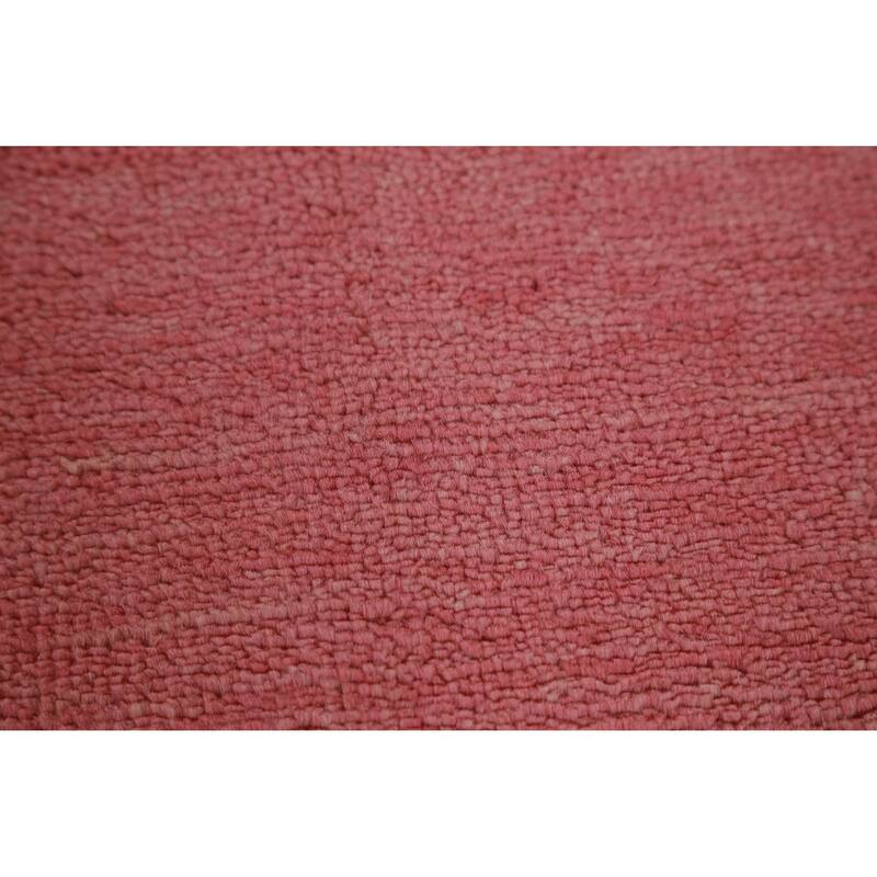 Hand Knotted Oriental 100% Wool Carpet Modern Solid Pink Gabbeh Area Rug - 8' 11'' X 6' 1''