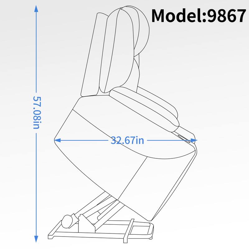 Roomfitters Power Lift Recliner Chair with Heat Massage USB C Charging Ports Heavy Duty Fabric Sofa with Cup Holders, Blue