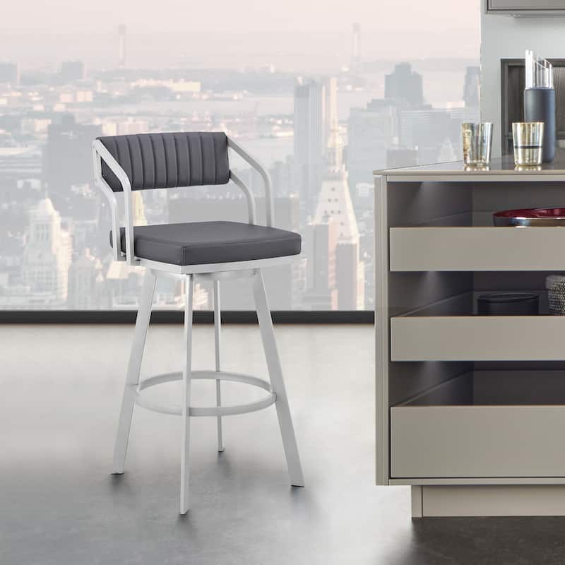 Capri Metal Upholstered Bar or Counter Swivel Stool