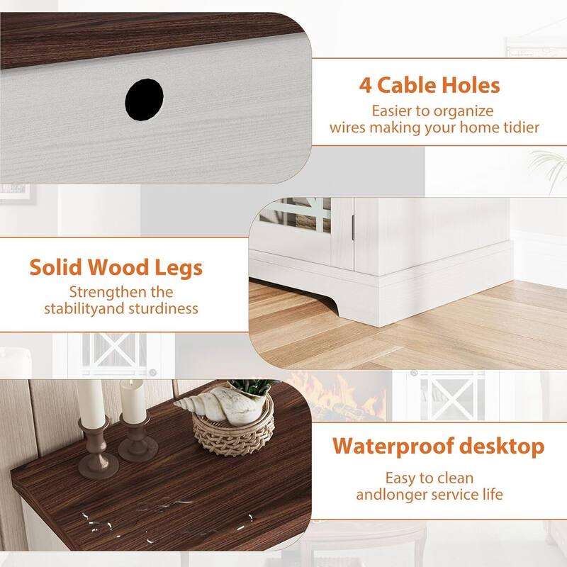 Modern Entertainment Center 70" Fireplace TV Stand with 36" Electric Fireplace