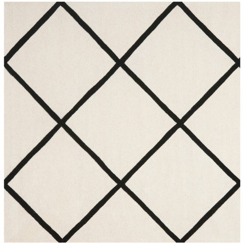 SAFAVIEH, Handmade Chatham Ezzelina Modern Moroccan Wool Rug - 7' Square - Ivory/Black