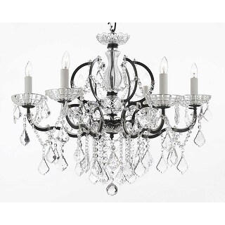 19th Baroque Iron & Crystal Chandelier Lighting H25 x W26 - Chandeliers For Bedrooms by Overstock.com