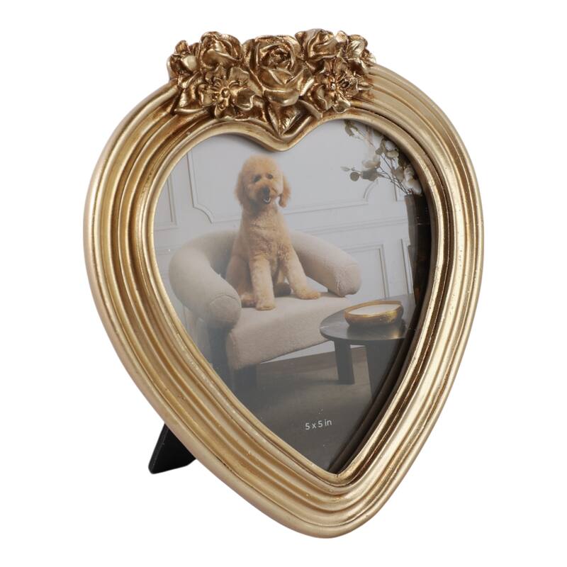 Polyresin Decorative Frame Photo Heart Shape Glam Style Ornate Accents