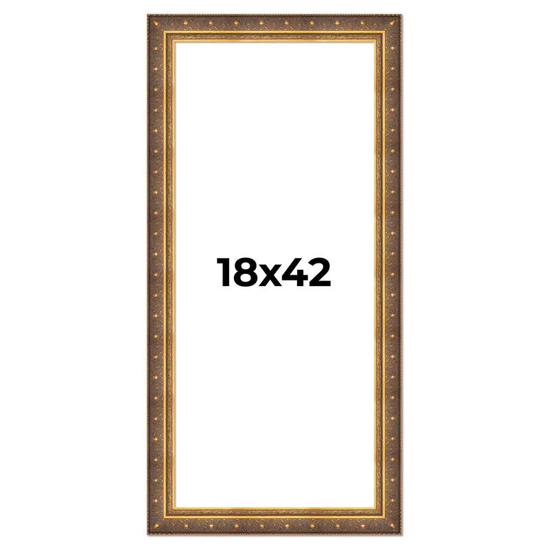18x42 Frame Vintage Gold Solid Wood Picture Frame | 2.5 Inch Moulding
