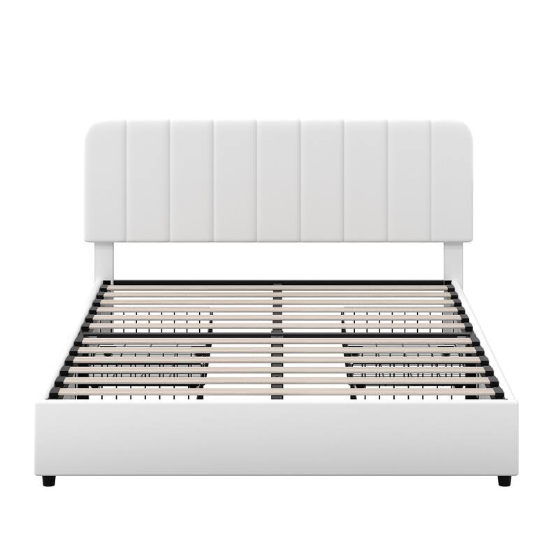 Javlergo Upholstered Platform Bed Frame with Storage Drawers and Adjustable Headboard, No Box Spring Needed
