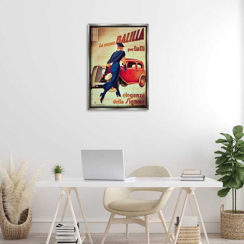 Stupell Antique Vehicle & Woman Advertisement Framed Floater Canvas Wall Art Design By Marcus Jules