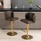 preview thumbnail 85 of 85, Modern Upholstered Pu Bar Chair Set of 2 with Back Tufted & Nailhead Gold Chrome Base, Adjustable Swivel Bar Stool