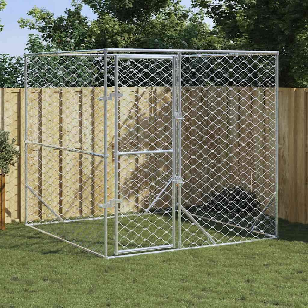 vidaXL Outdoor Dog Kennel Silver Multi-Size Galvanized Steel