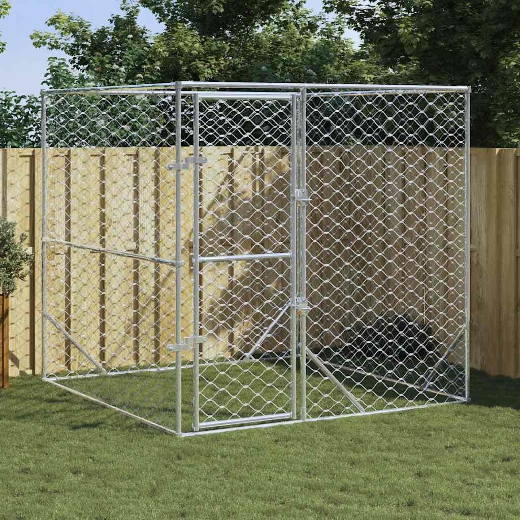 vidaXL Outdoor Dog Kennel Silver Multi-Size Galvanized Steel