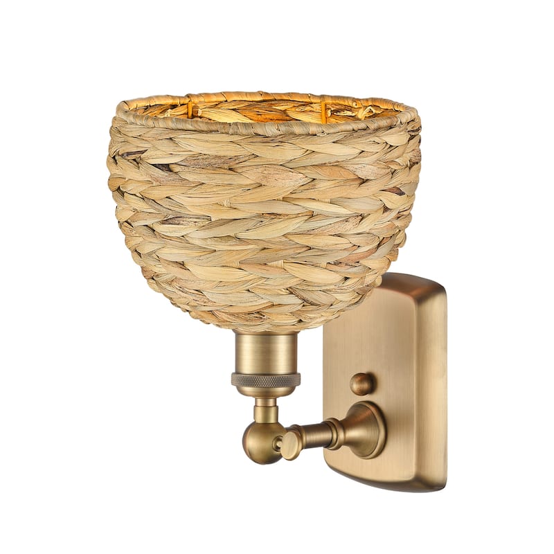 Innovations Lighting 516-1W-12-8 Woven Rattan Sconce Woven Rattan 12"