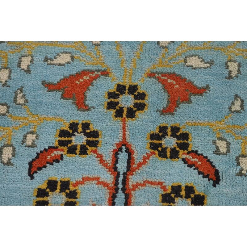 Animals Design Blue Ziegler Oriental Area Rug Hand-Knotted Wool Carpet - 7'10" X 10'0"