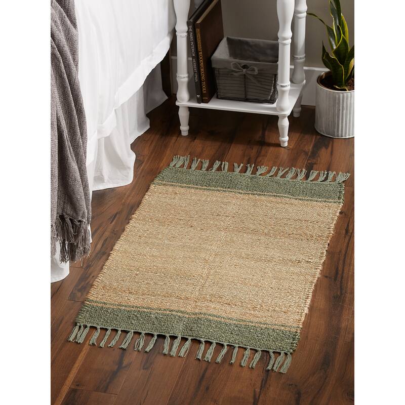 DII Black With Natural Jute Chevron Hand-Loomed Rug - 2' x 3' Oval