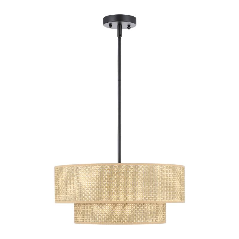GetLedel 18-in Boho 4-Light Hand Woven Drum Chandelier - 18"